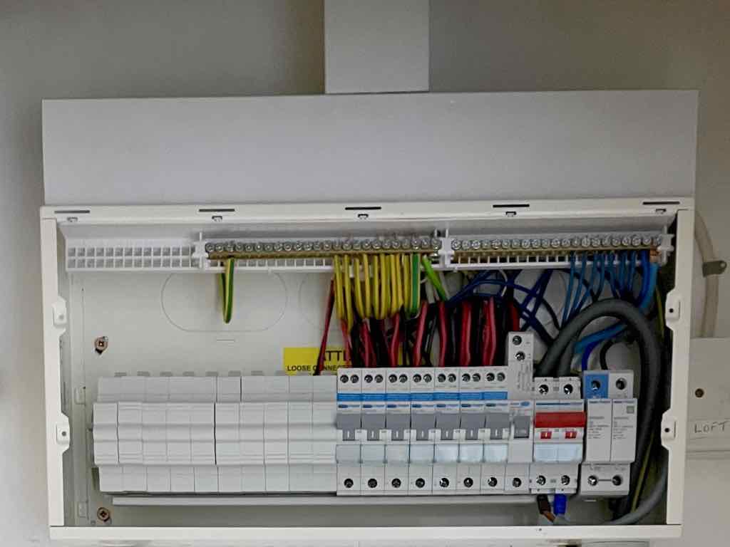 New Hager RCBO Consumer Unit with SPD & Upgraded cable containment